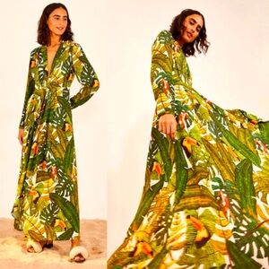 FARM RIO Toucan Paradise Maxi Dress size L